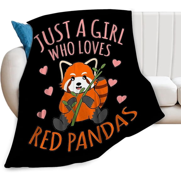 Red Panda Blanket Soft Cozy Red Panda Animal Throw Blanket Super Fuzzy Fluffy Warm Just a Girl Who Loves Red Pandas Lightweight Fleece Flannel Gifts Blankets for Kids Adults 60"X50"