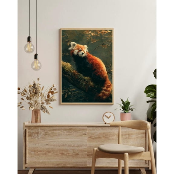 Red Panda Curious Red Panda Forest Portrait Whimsical Nature Luxe Adorable Statement Wall Art Unframed Paper Print