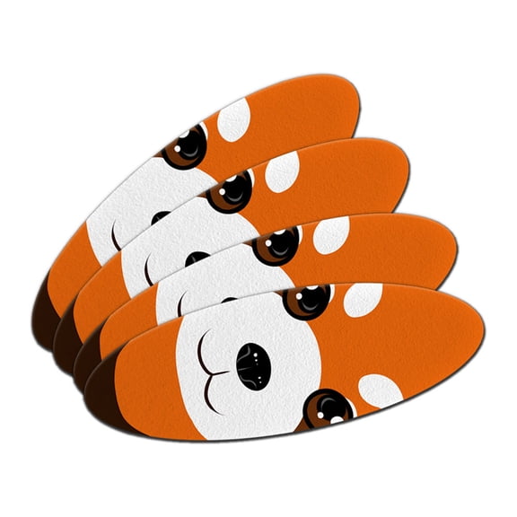 Red Panda Cute Double-Sided Oval Nail File Emery Board Set 4 Pack