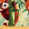thumbnail image 1 of Red Panda Fabric By The Yard,Kawaii Wildlife Upholstery Fabric,Cute Animals Leaves Decorative Fabric,3D Cartoon Botanical Indoor Outdoor Fabric,Red Green Brown,3 Yards, 1 of 5