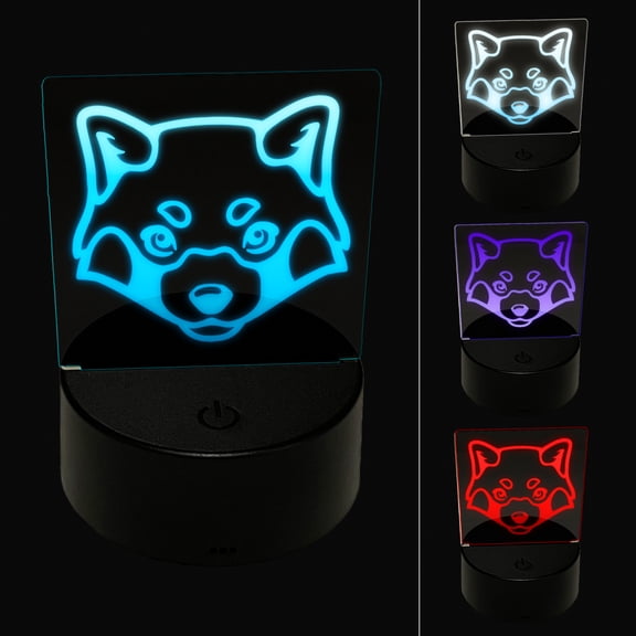 Red Panda Face LED Night Light Sign 3D Illusion Desk Nightstand Lamp