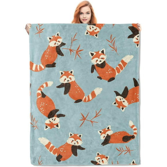 Red Panda Flannel Blanket Gifts for Kids and Adults, Cute Animal Design Cozy Throw Blanket, Soft Warm Plush Blanket for Home Decor, 50x60 inches