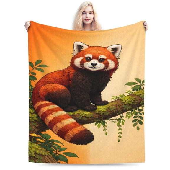 Red Panda Forest Blanket for Couch Bed Cute Wildlife Nature Design Soft Cozy Home Decor Earth Day Gift 50x40