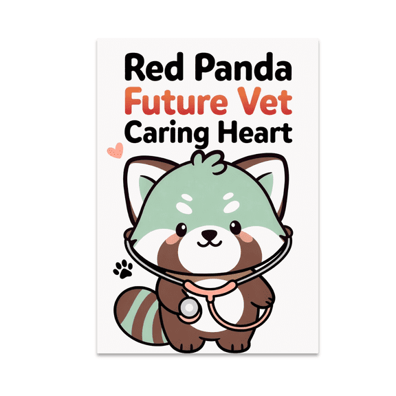 Red Panda Future Vet Caring Heart - Animal Lover - 13x19 Poster Print
