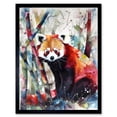 thumbnail image 1 of Red Panda In Bamboo Forest Folk Art Art Print Framed Poster Wall Decor 12x16 inch, 1 of 5