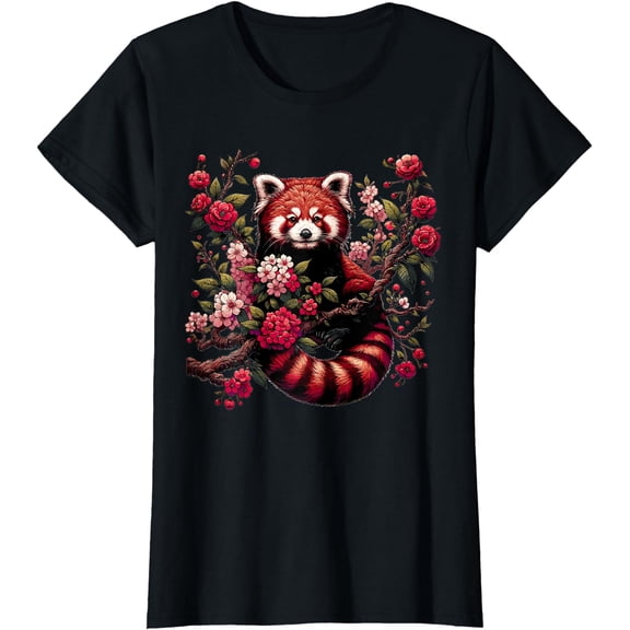 Red Panda Japanese Cherry Blossom Flower T-Shirt