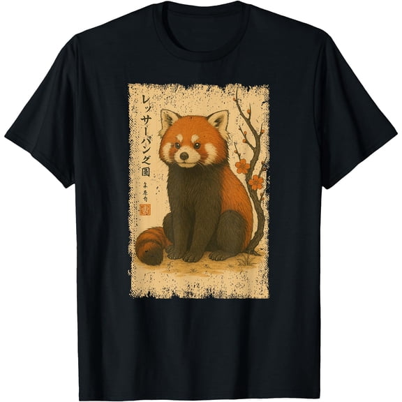 Red Panda Japanese Flower Japan Kanji Zoo Boys Girls Kids T-Shirt