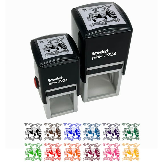 Red Panda Lounging on Branch Self-Inking Rubber Stamp Ink Stamper - Black Ink - Small 1 Inch