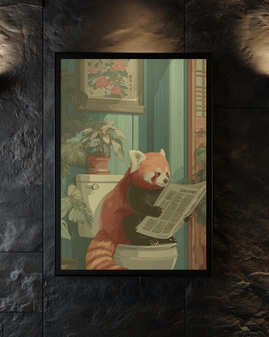Red Panda On Tet Reading The Paper | Vintage Japanese Wall Art Print ...