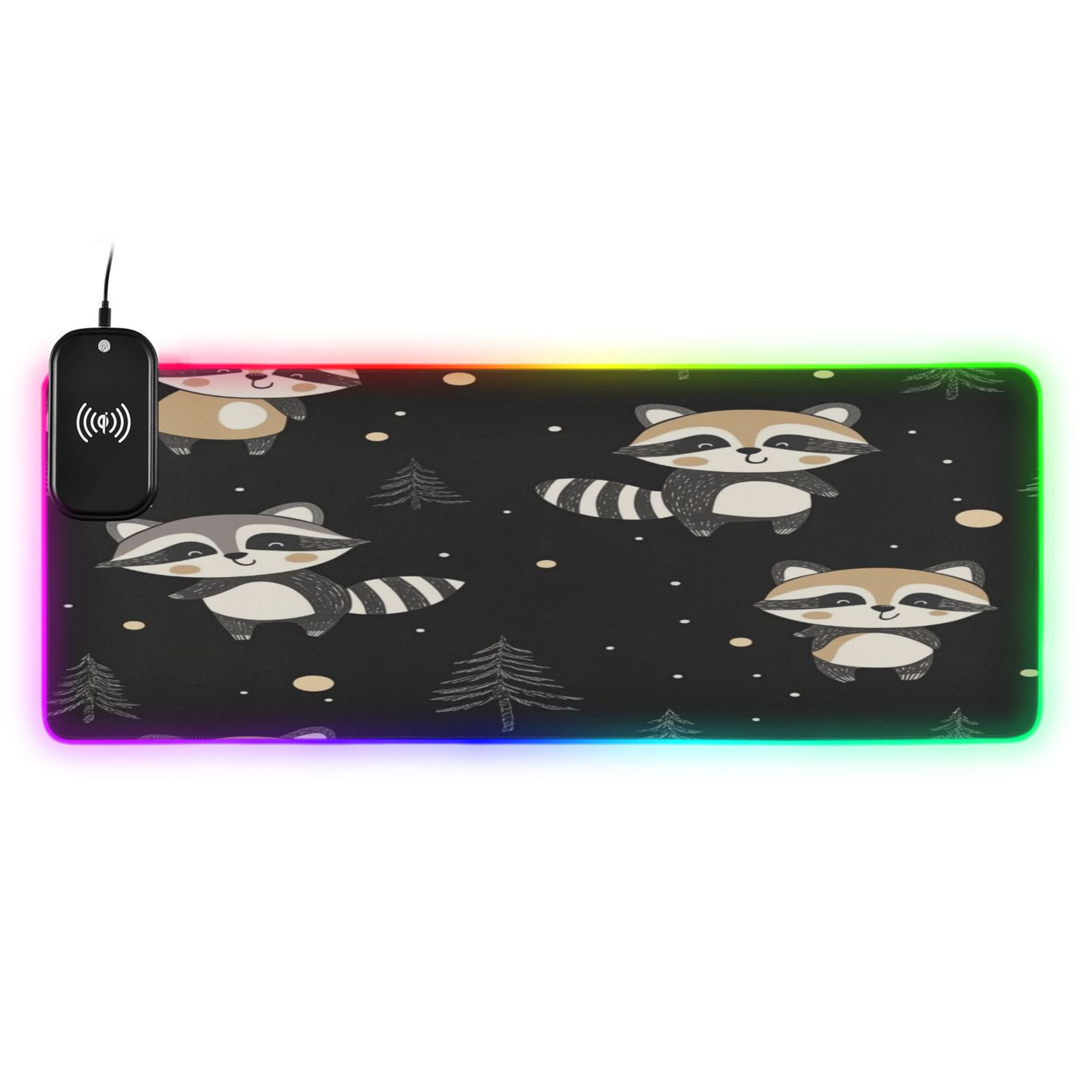 Red Panda Pattern Large RGB Gaming Mouse Pad with Fast Wireless ...