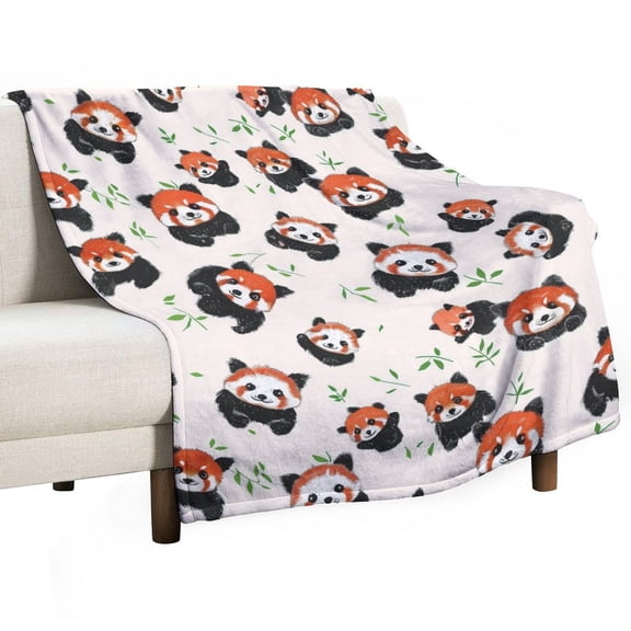 Red Panda Pattern Print-2 Flannel Blanket Lightweight Blanket for Couch Sofa Bed, Super Soft Cozy Print Warm Blanket