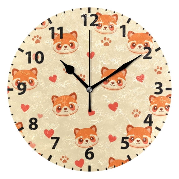 Red Panda Pattern Wall Clock 10in Round Artistic Oil Painting Home Decor Desk Table Clock