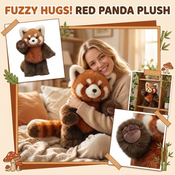 Red Panda Plush, 21 Inch Extra Large Stuffed Animal, Ultra Soft Rust Brown Plushie, Weighted Cuddly Toy for Bedroom & Nursery 2PCS Red