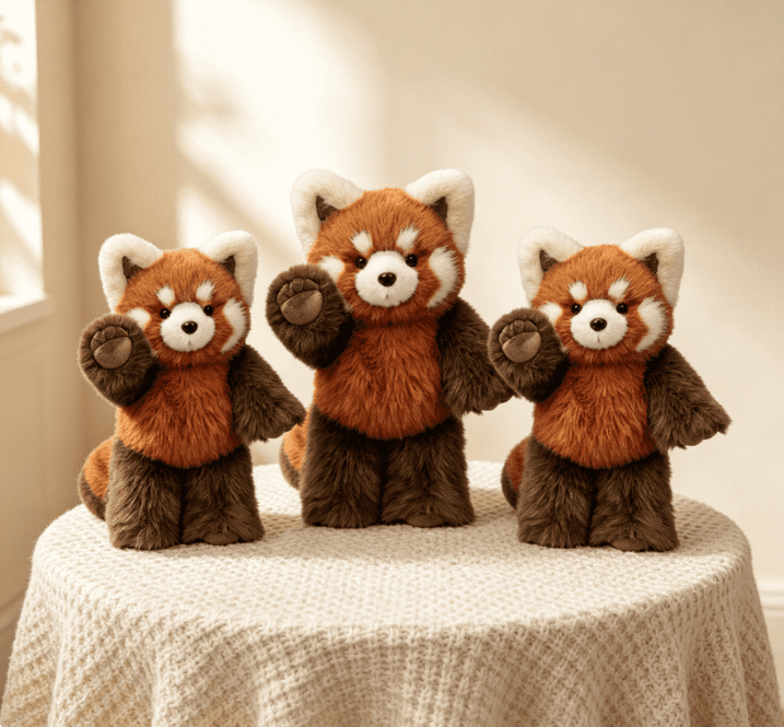 Red Panda Plush, 21 Inch Rust Brown Cuddly Toy, Premium Soft Stuffed Animal, Weighted Plushie for Relaxation & Home Decor 3PCS Red
