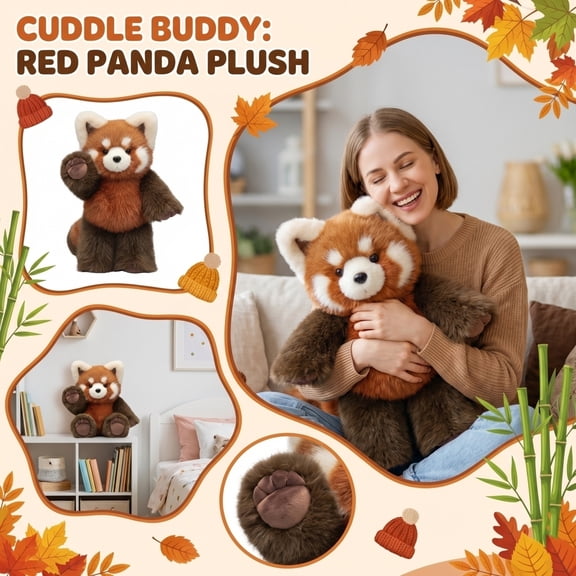 Red Panda Plush, 21 Inch Rust Brown Plushie, Premium Cuddly Stuffed Animal, Weighted Soft Toy for Gift & Home Decor 2026 3PCS Red