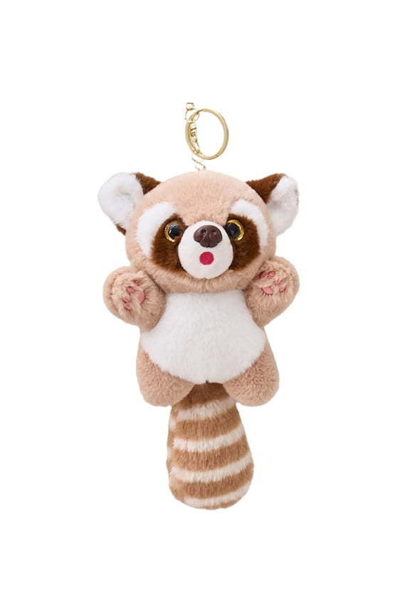 Red Panda Plush Keychain,Kawaii Cat Keychain with Fluffy Pom Pom Mini Stuffed Keychain Cute Red Panda Keyrings Backpack Charm Bag Charms for Handbag, Purse Decor(B)