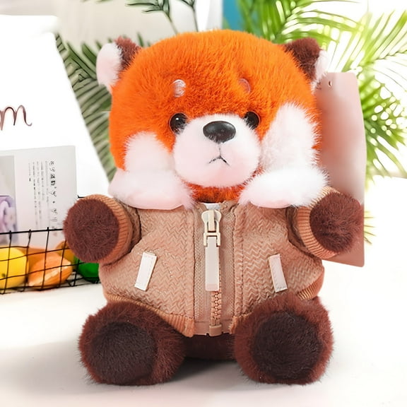 Red Panda Plush Toy, Kawaii Red Panda Plush with 2 Accessories, Cute Stuffed Animals with Outfits, Cute Plushies for Kids Boys Girls Birthday Gift Ideas(Beige)