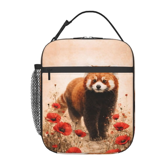Red Panda Poppy Lunch Bag Portable Thermal Lunch Box for Men and Women
