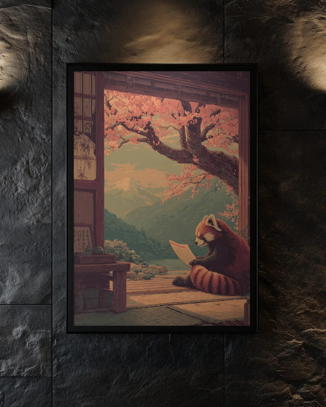 Red Panda Reading Scroll | Vintage Japanese Wall Art Print | Ukiyo-E ...