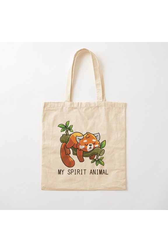 Red Panda Spirit Animal Canvas Tote Bags, Reusable Shopping Bag
