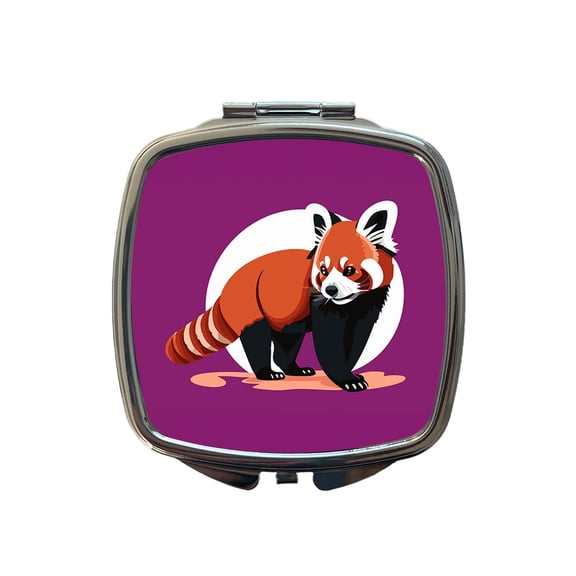 Red Panda Standing Travel Makeup Handbag Purse Small Pocket Compact Mirror