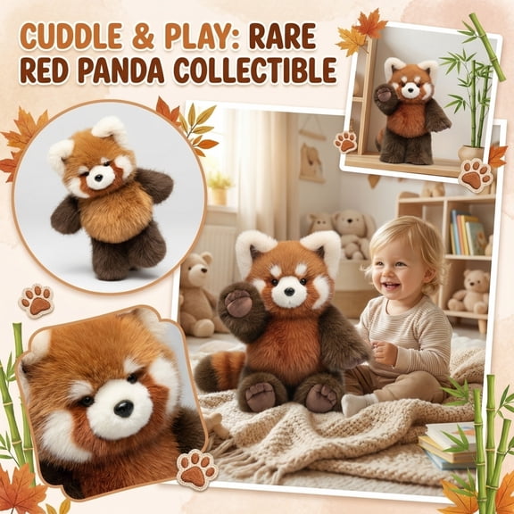 Red Panda Stuffed Plush Toy, Rare Animal, 1 Piece, For Cuddle Play Collectible