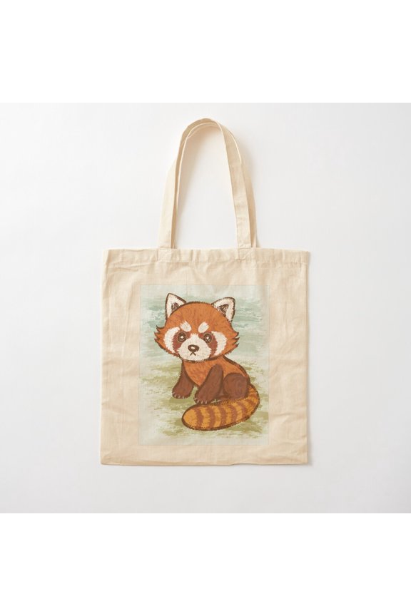 Red Panda Style 005 Canvas Tote Bags, Reusable Shopping Bag