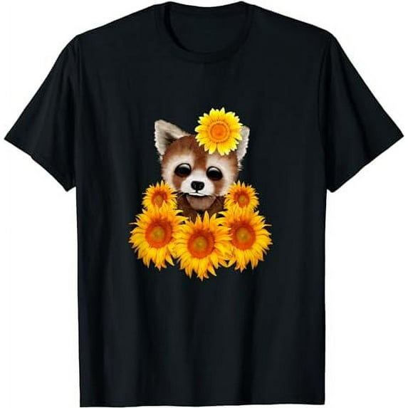 Red Panda Sunflower Cute Panda Love Sunflower T-Shirt