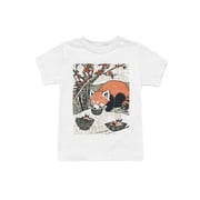 Red Panda Under Blossoms Youths White T-shirt