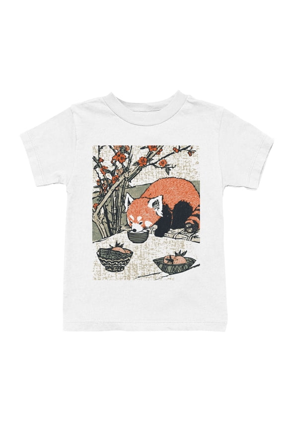Red Panda Under Blossoms Youth's White T-shirt