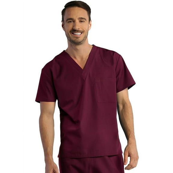 Red Panda Unisex V-Neck Solid Scrub Top