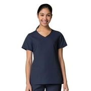 Red Panda Women's Curved Mock Wrap Solid Scrub Top - 1726