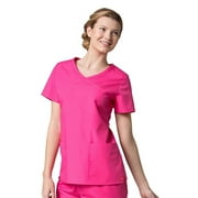 Red Panda Women's Curved Mock Wrap Solid Scrub Top