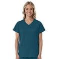 thumbnail image 1 of Red Panda Women's Curved Mock Wrap Solid Scrub Top, 1 of 10