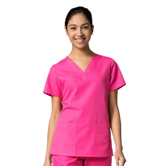 "Red Panda Women's V-Neck Two Pocket Solid Scrub Top [XXS - 5XL, FREE SHIPPING]"