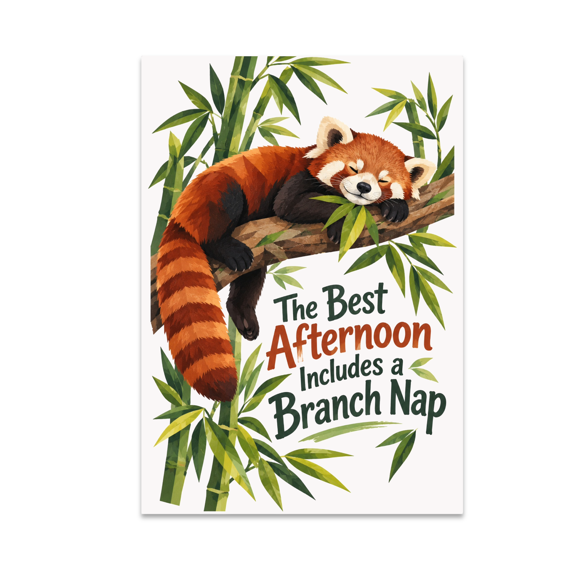 Red Pandas Afternoon Branch Nap Art - Wildlife Lover - 13x19 Poster Print