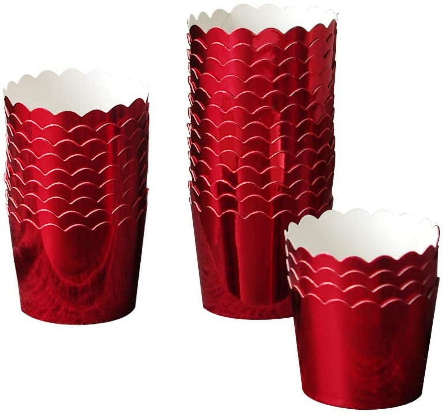 Red Paper Cupcake Liners Baking Cups, 50 Pcs, for Holiday, Parties, Wedding, Anniversary