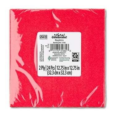 6.5" x 6.5" Disposable Red Paper Napkins, 24 Count, by Way To Celebrate