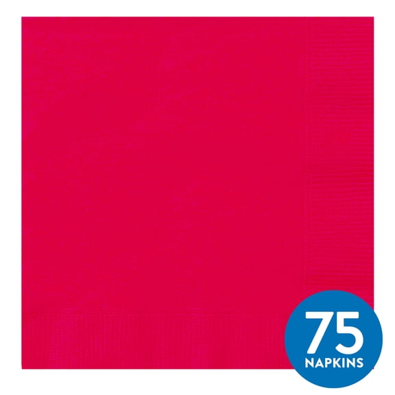75CT 6.5IN x 6.5IN Red Disposable Paper Napkins by Way To Celebrate