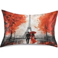 thumbnail image 1 of Red Paris Street Satin Pillowcase for Hair and Skin Silk Pillowcase Soft Breathable Sleeping Pillow Covers Smooth Cooling Pillowcase with Envelope Closure Size Standard 20x30 in Home Decor Gifts, 1 of 7