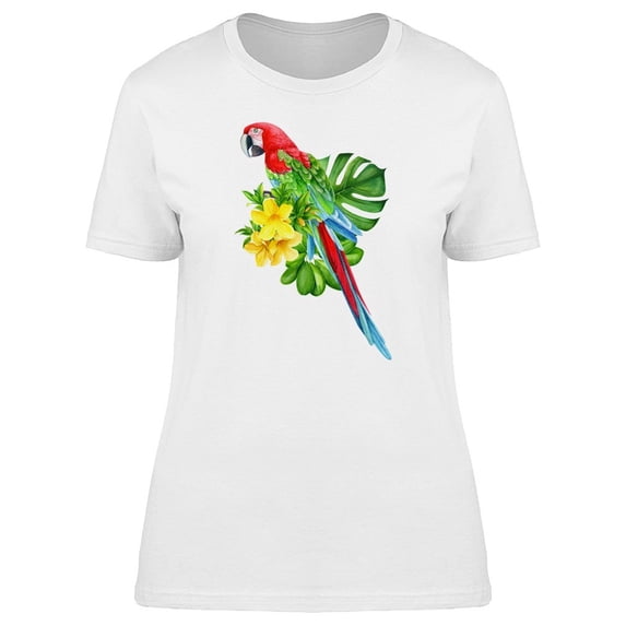 Red Parrot On Bouquete Tee Women's -Image by Shutterstock