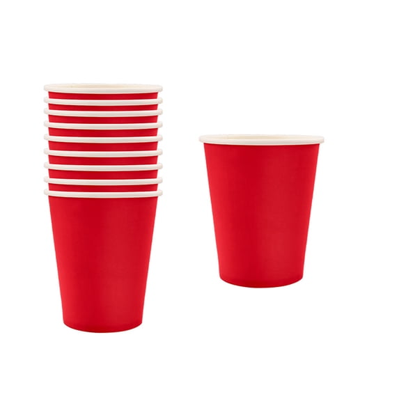 Red Party Disposable Set – Thick Waterproof Paper Plates, Cups, Napkins & Tablecloth, Red, 9in–84in, Birthday & Celebration