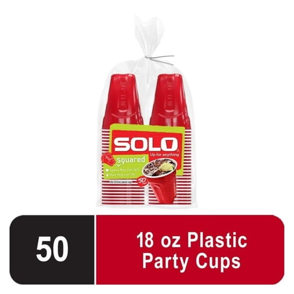 Red Party Plastic Disposable Cups, 18 oz, 50 Count