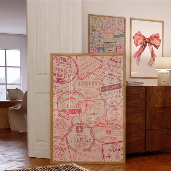 Red Passport Stamps Print, Vintage Travel Poster, World City Poster, Retro Location Poster, City Wall Art, Trendy Apartment Decor, Home Decor #245, Unframed Poster Size 8x12