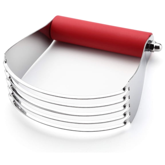 Red Pastry Blender for Baking Stainless Steel Dough Cutter with Soft Grip Handle Non-Slip Butter Cutter Tool for Pie Crusts, Biscuits, Scones Compact & Dishwasher Safe