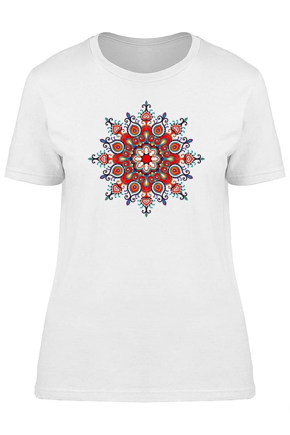 Red Peacock Mandala T-Shirt Women -Image by Shutterstock, Female Medium