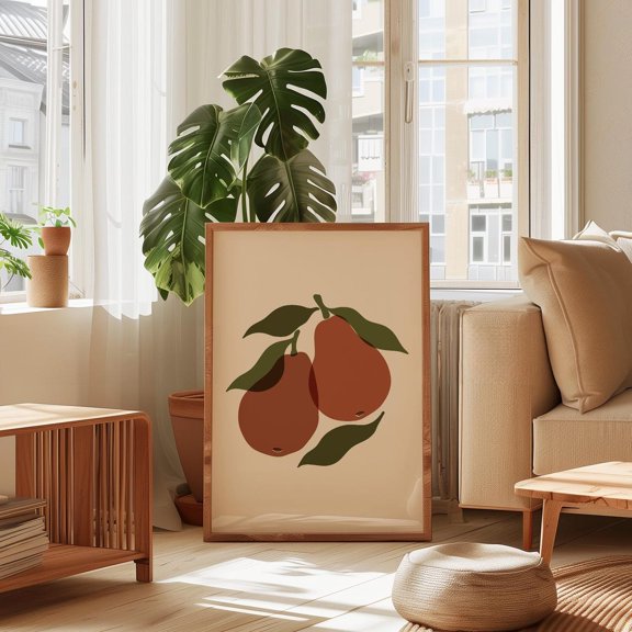 Red Pear Bohemian Kitchen Decor Wall Art Unframed Paper Print