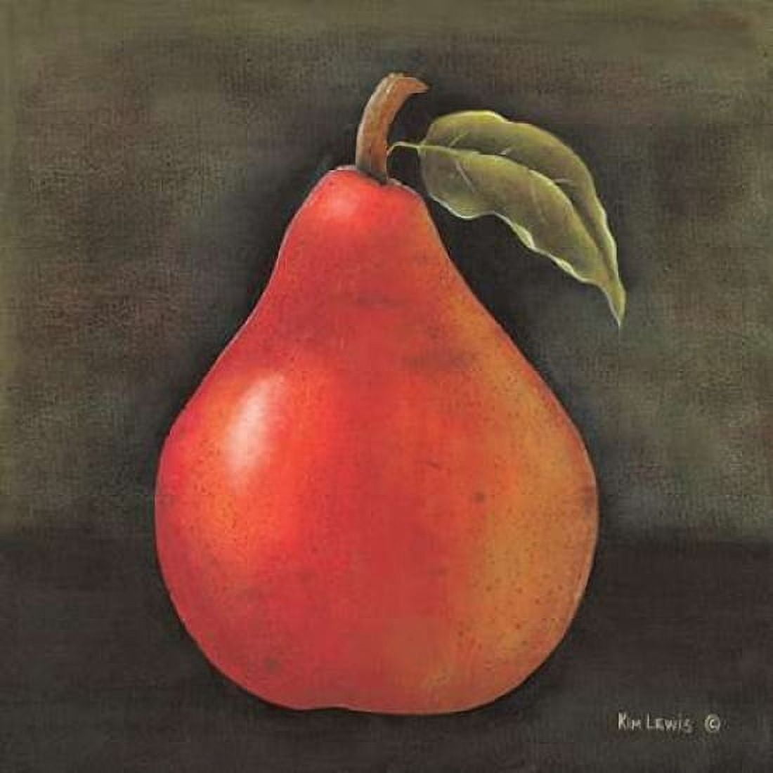 Red Pear Canvas Art - Kim Lewis (24 x 24)