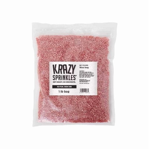 Krazy Sprinkles - Edible Red Pearl Sugar Sand - Bold Cake Decoration, 1lb Bag