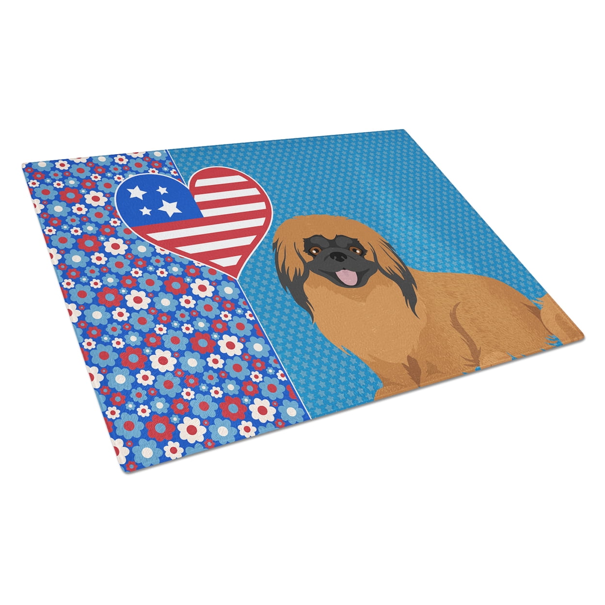 Red Pekingese Glass Cutting Board Large 12 in x 15 in